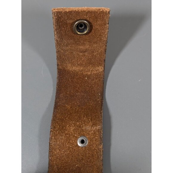 Embossed Brown Leather Snap Cuff Bracelet Inhale Confidence 7.5" - Picture 7 of 9